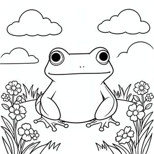 solo, ếch đơn, bốn chân, một đầu, không có đuôi, đúng giải phẫu, ếch, bầu trời, những đám mây, trắng, rõ ràng, đơn giản, dọn dẹp, vườn, hoa, cỏ, lý lịch, trang màu, nghệ thuật đường, nền trắng, solo, chủ đề đơn, đúng về mặt giải phẫu, giải phẫu hoàn hảo