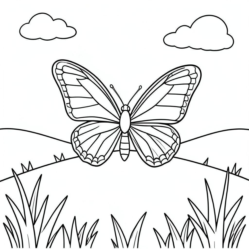 solo, Côn trùng đơn, Sáu chân, Đúng về mặt giải phẫu, bướm, cỏ, đồi, Bầu trời quang đãng, nắng, đơn giản, sạch sẽ, Cỏ, cánh đồng, phong cảnh, Đường chân trời, Trang màu, nghệ thuật đường, nền trắng, Solo, chủ đề đơn, Đúng về mặt giải phẫu, Giải phẫu hoàn hảo