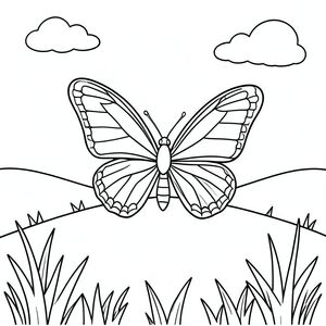 solo, Côn trùng đơn, Sáu chân, Đúng về mặt giải phẫu, bướm, cỏ, đồi, Bầu trời quang đãng, nắng, đơn giản, sạch sẽ, Cỏ, cánh đồng, phong cảnh, Đường chân trời, Trang màu, nghệ thuật đường, nền trắng, Solo, chủ đề đơn, Đúng về mặt giải phẫu, Giải phẫu hoàn hảo