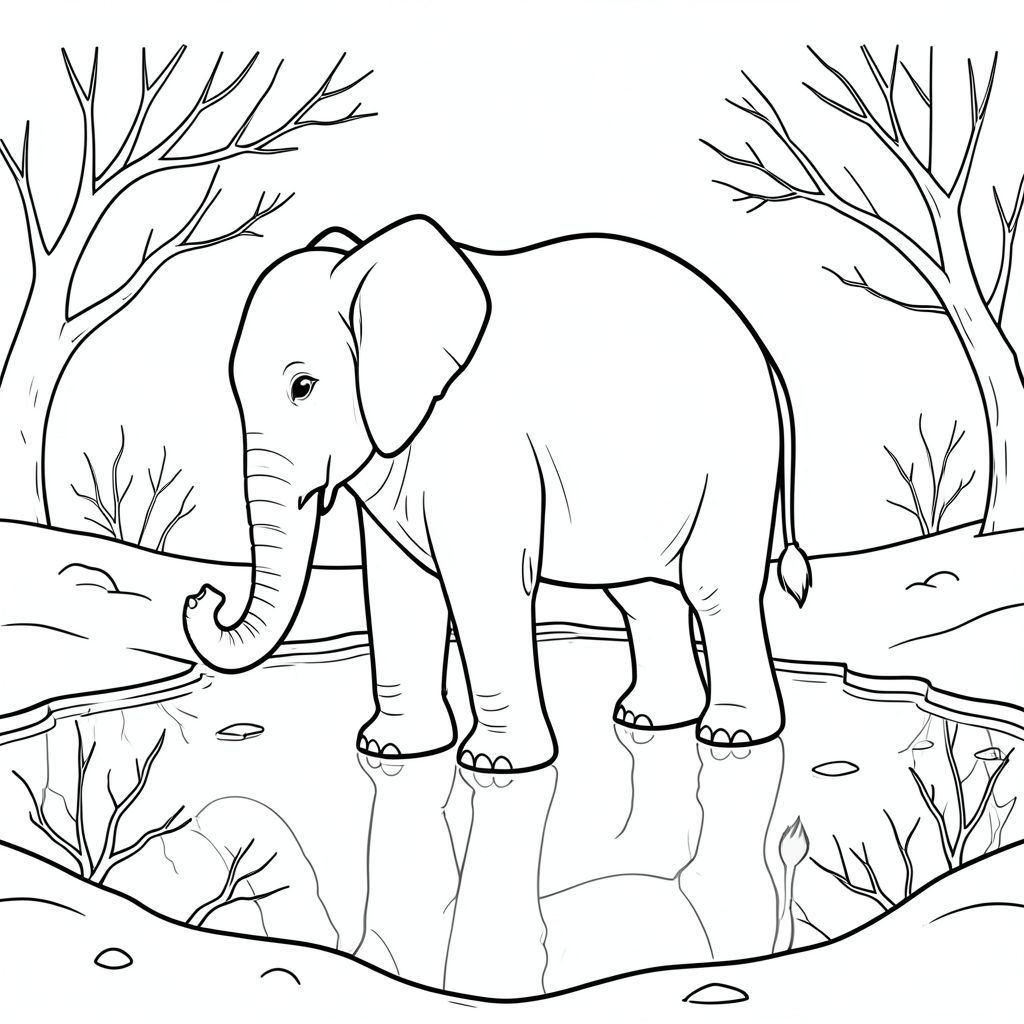 Độc lập, một con voi, một thân cây, bốn chân, hai tai lớn, một đuôi, đúng về mặt giải phẫu, voi, ao băng giá, chi nhánh mùa đông, trần trụi, tuyết, sự phản chiếu, nước trong, lạnh, đơn giản, dọn dẹp, lý lịch, trang màu, nghệ thuật đường, nền trắng, solo, chủ đề đơn, chính xác về mặt giải phẫu, giải phẫu hoàn hảo