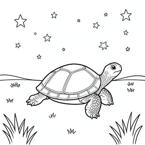 solo, rùa đơn, bốn chân, một đầu, một vỏ, đúng giải phẫu, rùa, Ngôi sao, đêm, bầu trời, trong sáng, đồng bằng, cỏ, bằng phẳng, đồng cỏ, đường chân trời, đường chân trời, trang tô màu, nghệ thuật đường, nền trắng, solo, chủ đề đơn, chính xác về mặt giải phẫu, giải phẫu hoàn hảo