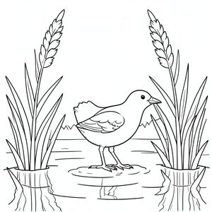 Độc lập, một con chim, hai chân, hai cánh, một mỏ, đúng giải phẫu, chim, sậy, bờ sông, Nước, ánh sáng mặt trời, điềm tĩnh, yên bình, đơn giản, sạch sẽ, cao, lắc lư, trang màu, nghệ thuật đường, nền trắng, solo, chủ đề đơn, đúng giải phẫu, giải phẫu hoàn hảo