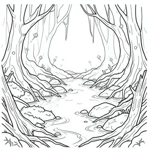 Đầm lầy sương mù, rễ xoắn, đom đóm, nước, đá rêu, gỗ mục nát, mờ, phản chiếu, sương mù xoáy, kỳ lạ