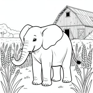 Độc lập, một con voi, một đầu, hai mắt, hai tai lớn, một thân cây, bốn chân, một cái đuôi, đúng về mặt giải phẫu, voi, chuồng trại mộc mạc, gỗ cũ, lúa mì, cánh đồng, mở rộng, Ánh sáng mặt trời, ấm áp, mờ mịt, Kết cấu, trang màu, nghệ thuật đường, nền trắng, solo, chủ đề đơn, chính xác về mặt giải phẫu, giải phẫu hoàn hảo