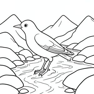 solo, một con chim, một đầu, hai mắt, một mỏ, hai cánh, hai chân, một đuôi, đúng về mặt giải phẫu, chim, Núi, sông, Nước, đá, mịn, Tảng đá, vội vàng, dòng chảy, Ánh sáng mặt trời, rộng, trang màu, nghệ thuật đường, nền trắng, solo, chủ đề đơn, đúng về mặt giải phẫu, giải phẫu hoàn hảo