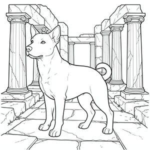 solo, chủ đề đơn, một đầu, hai mắt, hai tai, bốn chân, một đuôi, đúng về mặt giải phẫu,, Tàn tích cổ, cột đá cẩm thạch, đá phong hóa, bề mặt phong hóa, ánh sáng mặt trời, phối cảnh, chiều sâu, Kiến trúc, cột, con đường, trang màu, nghệ thuật đường, nền trắng, solo, chủ đề đơn, chính xác về mặt giải phẫu, giải phẫu hoàn hảo