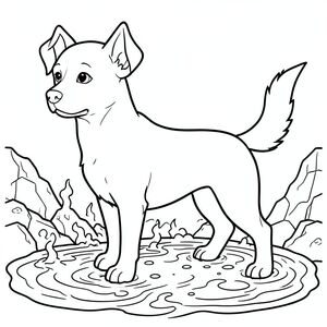 solo, chủ đề đơn, một đầu, hai mắt, hai tai, bốn chân, một đuôi, đúng về mặt giải phẫu,, hơi nước, suối nước nóng, địa nhiệt, đá núi lửa, trầm tích khoáng sản, hồ sủi bọt, nước xoáy, nhiệt độ cao, khoáng chất, bề mặt phản chiếu, trang màu, nghệ thuật đường nét, nền trắng, solo, chủ đề đơn, đúng về mặt giải phẫu, giải phẫu hoàn hảo