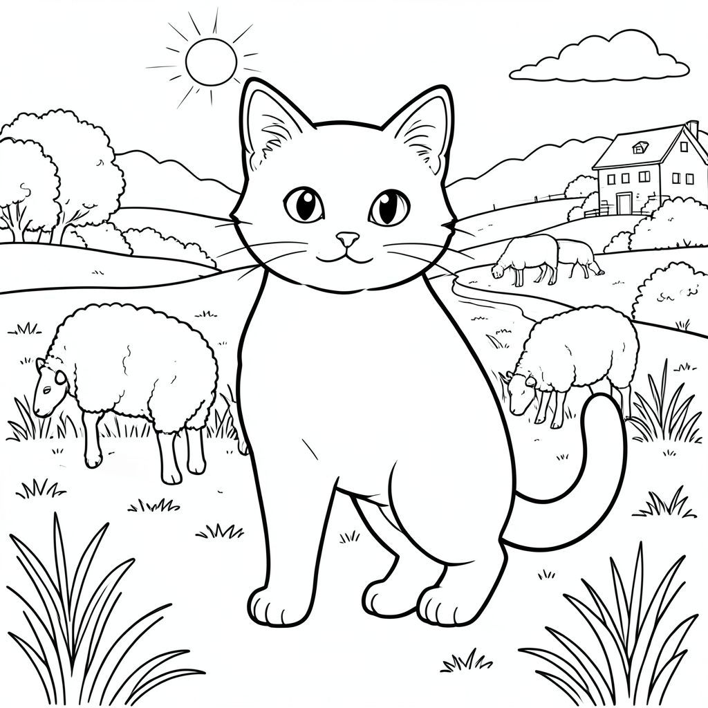 solo, chủ đề đơn, một đầu, hai mắt, hai tai, bốn chân, một đuôi, tỷ lệ tự nhiên, quy mô thích hợp trong môi trường, đúng giải phẫu, con mèo, Kênh đào, nông thôn, Ngân hàng, cừu, chăn thả, Ánh sáng mặt trời, thực tế, Chi tiết, phong cảnh, hòa bình, trang màu, nghệ thuật đường, nền trắng, Solo, chủ đề đơn, đúng giải phẫu, giải phẫu hoàn hảo