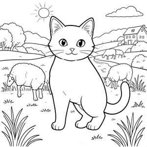 solo, chủ đề đơn, một đầu, hai mắt, hai tai, bốn chân, một đuôi, tỷ lệ tự nhiên, quy mô thích hợp trong môi trường, đúng giải phẫu, con mèo, Kênh đào, nông thôn, Ngân hàng, cừu, chăn thả, Ánh sáng mặt trời, thực tế, Chi tiết, phong cảnh, hòa bình, trang màu, nghệ thuật đường, nền trắng, Solo, chủ đề đơn, đúng giải phẫu, giải phẫu hoàn hảo