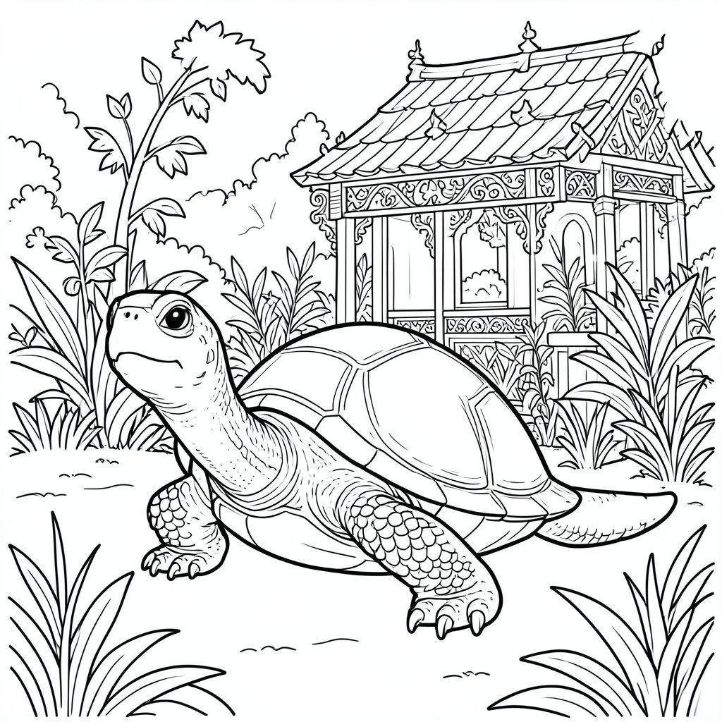 Độc lập, Rùa đơn, một đầu, hai mắt, bốn chân, một vỏ, một đuôi, bàn chân trên mặt đất vững chắc, tỷ lệ tự nhiên, quy mô thích hợp trong môi trường, đúng giải phẫu, rùa, mái nhà, đền thờ, trang trí công phu, Nhiều tầng, phức tạp, Chi tiết, thực tế, lý lịch, tươi tốt, thảm thực vật, trang màu, nghệ thuật đường, nền trắng, solo, chủ đề đơn, đúng giải phẫu, giải phẫu hoàn hảo