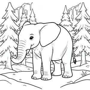 Độc lập, một con voi, một đầu, hai mắt, hai tai lớn, một thân cây, bốn chân, một đuôi, bàn chân trên nền đất vững chắc, tỷ lệ tự nhiên, quy mô thích hợp trong môi trường, đúng về mặt giải phẫu, voi, tuyết, rừng, thông, không bị ảnh hưởng, tươi, tuyết, băng, chi nhánh, chi tiết, thực tế, trang màu, nghệ thuật đường, nền trắng, solo, chủ đề đơn, đúng giải phẫu, giải phẫu hoàn hảo