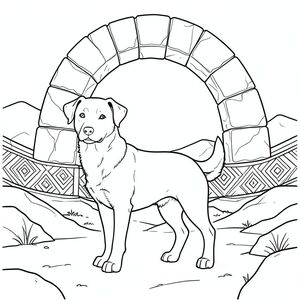 solo, chủ đề đơn, một đầu, hai mắt, hai tai, bốn chân, một đuôi, tỷ lệ tự nhiên, quy mô thích hợp trong môi trường, đúng giải phẫu,, sa mạc, vòm đá khổng lồ, mẫu hình học, chi tiết, thực tế, phong cảnh khô cằn, ánh nắng, mở rộng, đường thẳng đứng, tương phản rõ rệt, trang màu, nghệ thuật đường, nền trắng, solo, chủ đề đơn, đúng giải phẫu, giải phẫu hoàn hảo