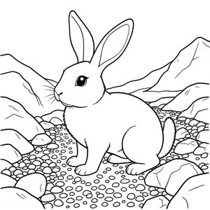 solo, chủ đề đơn, một đầu, hai mắt, hai tai, bốn chân, một đuôi, tỷ lệ tự nhiên, quy mô thích hợp trong môi trường, đúng giải phẫu, thỏ, băng hà, moraine, tảng đá, sỏi, đá, phong cảnh, hoang vắng, cằn cỗi, tuyết, trang màu, nghệ thuật đường, nền trắng, solo, chủ đề đơn, đúng giải phẫu, giải phẫu hoàn hảo