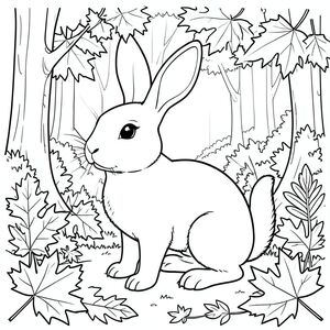 solo, chủ đề đơn, một đầu, hai mắt, hai tai, bốn chân, một đuôi, tỷ lệ tự nhiên, quy mô thích hợp trong môi trường, đúng giải phẫu, thỏ, lá phong, mùa thu, tán lá, dày đặc, nhiều lớp, kết cấu, ánh sáng mặt trời, lốm đốm, rừng, rừng cây, trang màu, nghệ thuật đường, nền trắng, solo, chủ đề đơn, đúng giải phẫu, giải phẫu hoàn hảo