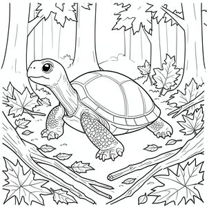 solo, Rùa đơn, một đầu, hai mắt, bốn chân, một vỏ, một đuôi, bàn chân trên mặt đất vững chắc, tỷ lệ tự nhiên, quy mô thích hợp trong môi trường, đúng giải phẫu, rùa, lá mùa thu, nhiều lớp, kết cấu, sàn rừng, lá khô, cành rơi, ánh sáng mặt trời, lốm đốm, màu sắc, mở rộng, trang màu, nghệ thuật đường, nền trắng, solo, chủ đề đơn, đúng về mặt giải phẫu, giải phẫu hoàn hảo
