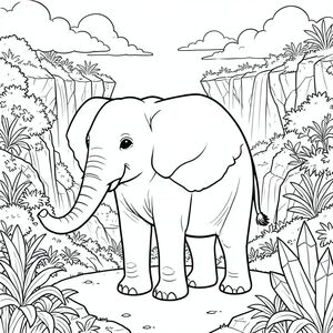 solo, một con voi, một đầu, hai mắt, hai tai lớn, một thân cây, bốn chân, một đuôi, chân trên nền vững chắc, tỷ lệ tự nhiên, quy mô thích hợp trong môi trường, đúng về mặt giải phẫu, voi, Đảo nổi, thác nước, mây, bầu trời, thảm thực vật rậm rạp, địa hình đá, rêu, ánh sáng mặt trời, ánh sáng thanh tao, sự hình thành tinh thể, trang màu, nghệ thuật đường, nền trắng, solo, chủ đề đơn, đúng về mặt giải phẫu, giải phẫu hoàn hảo