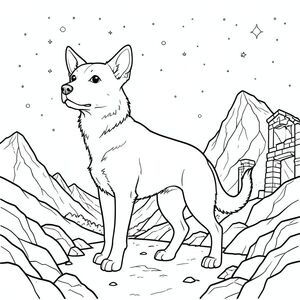 solo, chủ đề đơn, một đầu, hai mắt, hai tai, bốn chân, một đuôi, tỷ lệ tự nhiên, quy mô thích hợp trong môi trường, đúng giải phẫu,, Đỉnh núi, hoang vắng, đá, hoang vắng, rộng lớn, Bầu trời, các ngôi sao, đêm, xưa, tàn tích, trang màu, nghệ thuật đường, nền trắng, solo, chủ đề đơn, đúng về mặt giải phẫu, giải phẫu hoàn hảo