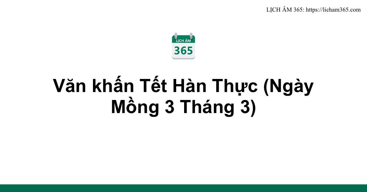Văn khấn Tết Hàn Thực (Ngày Mồng 3 Tháng 3)
