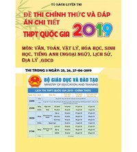 Tải Đề thi và Đáp án chi tiết các môn: Văn,Toán,Lý,Hóa,Sinh,Tiếng anh,Sử,Địa,GDCD THPT Quốc Gia 2019