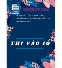 Tải Đề thi vào lớp 10 môn toán chuyên năm 2018 tỉnh Bạc Liêu có đáp án chi tiết