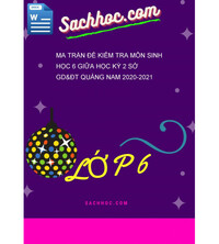 Tải Ma Trận Đề Kiểm Tra Môn Sinh Học 6 Giữa Học Kỳ 2 Sở GD&ĐT Quảng Nam 2020-2021